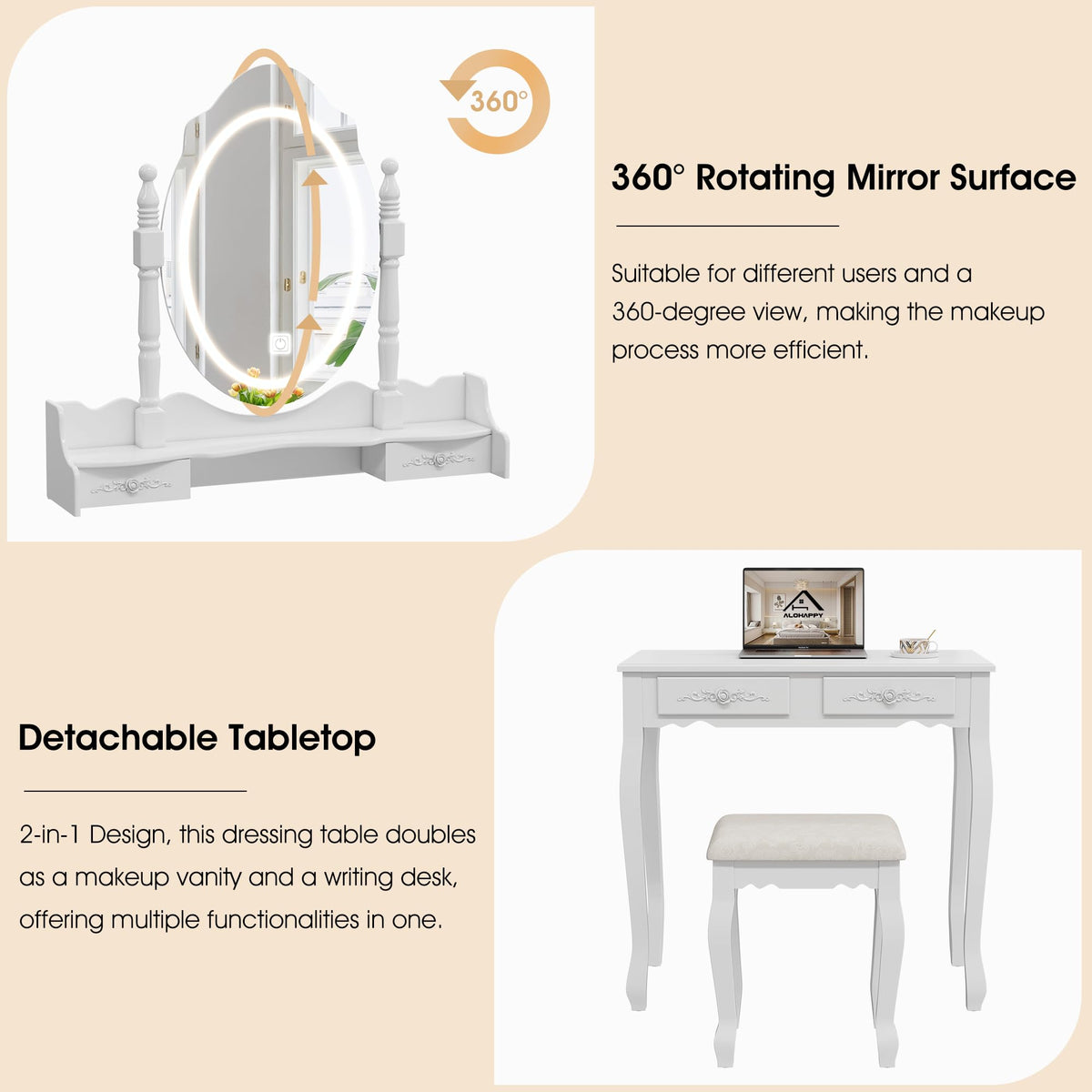Vanity Desk with Mirror and Lights C550185