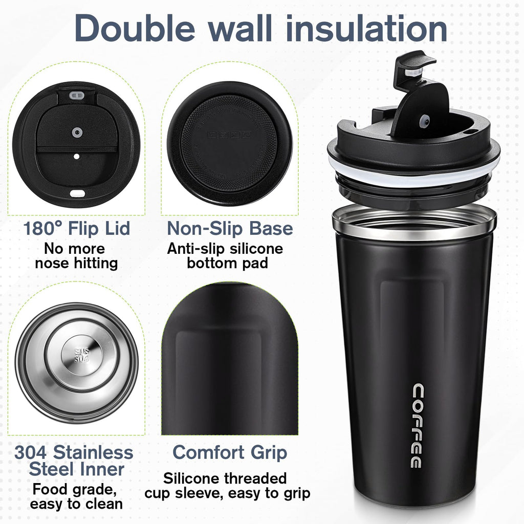 4 Pack 17oz Stainless Steel Insulated Coffee Mug with Lid M71743