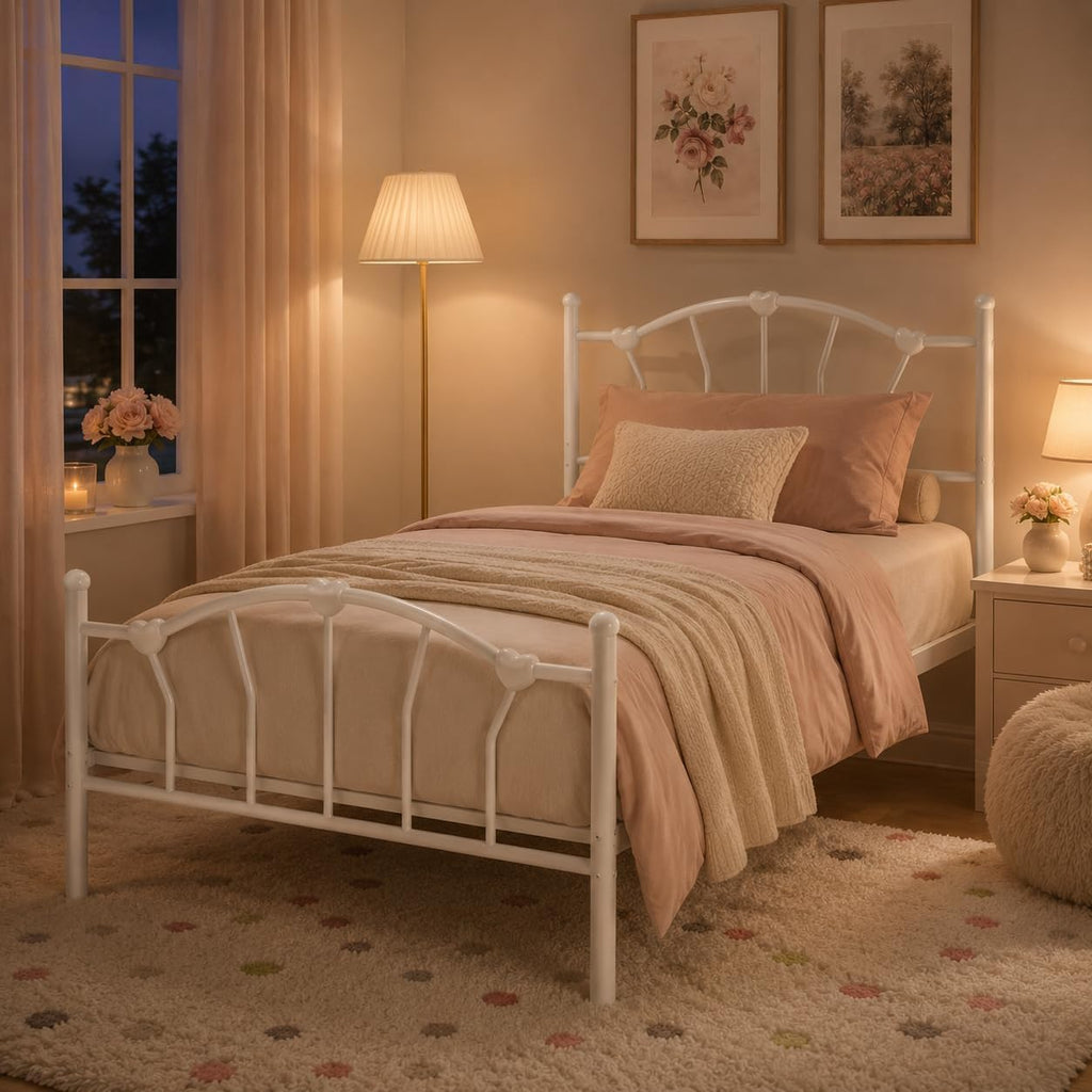 White Twin Metal Bed Frame G7481