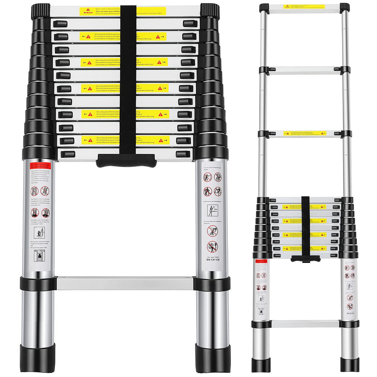 12.5FT Aluminum Telescoping Ladder 330 lb E504534