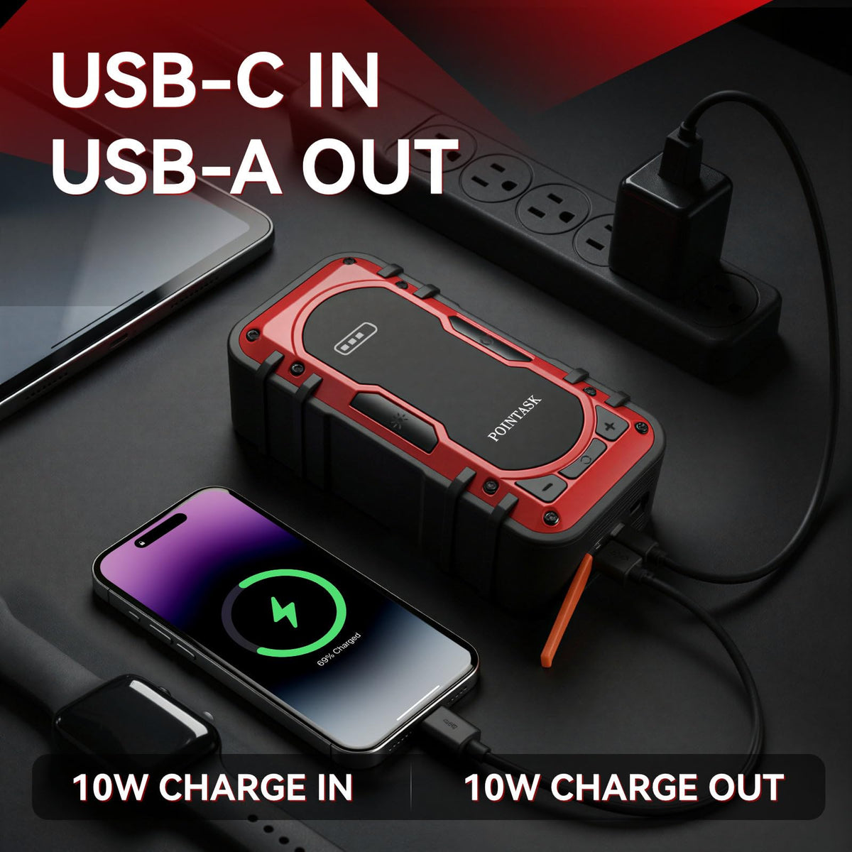 12V Portable Car Jump Starter with Air Compressor G73023