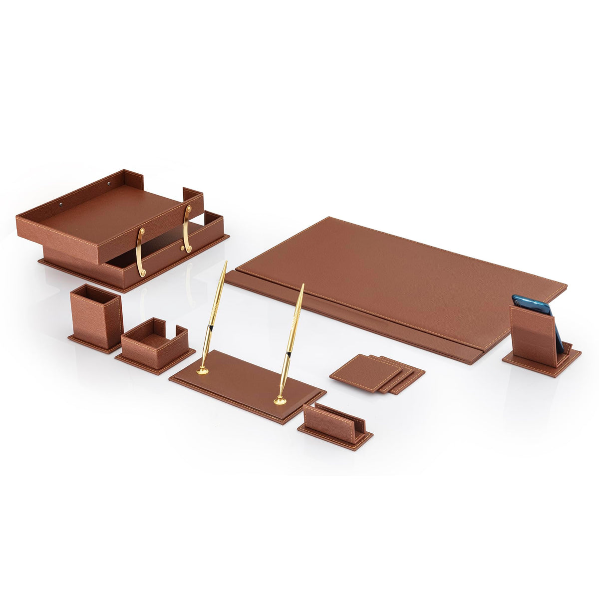 12-Piece Leather Desk Organizer Set Y4385