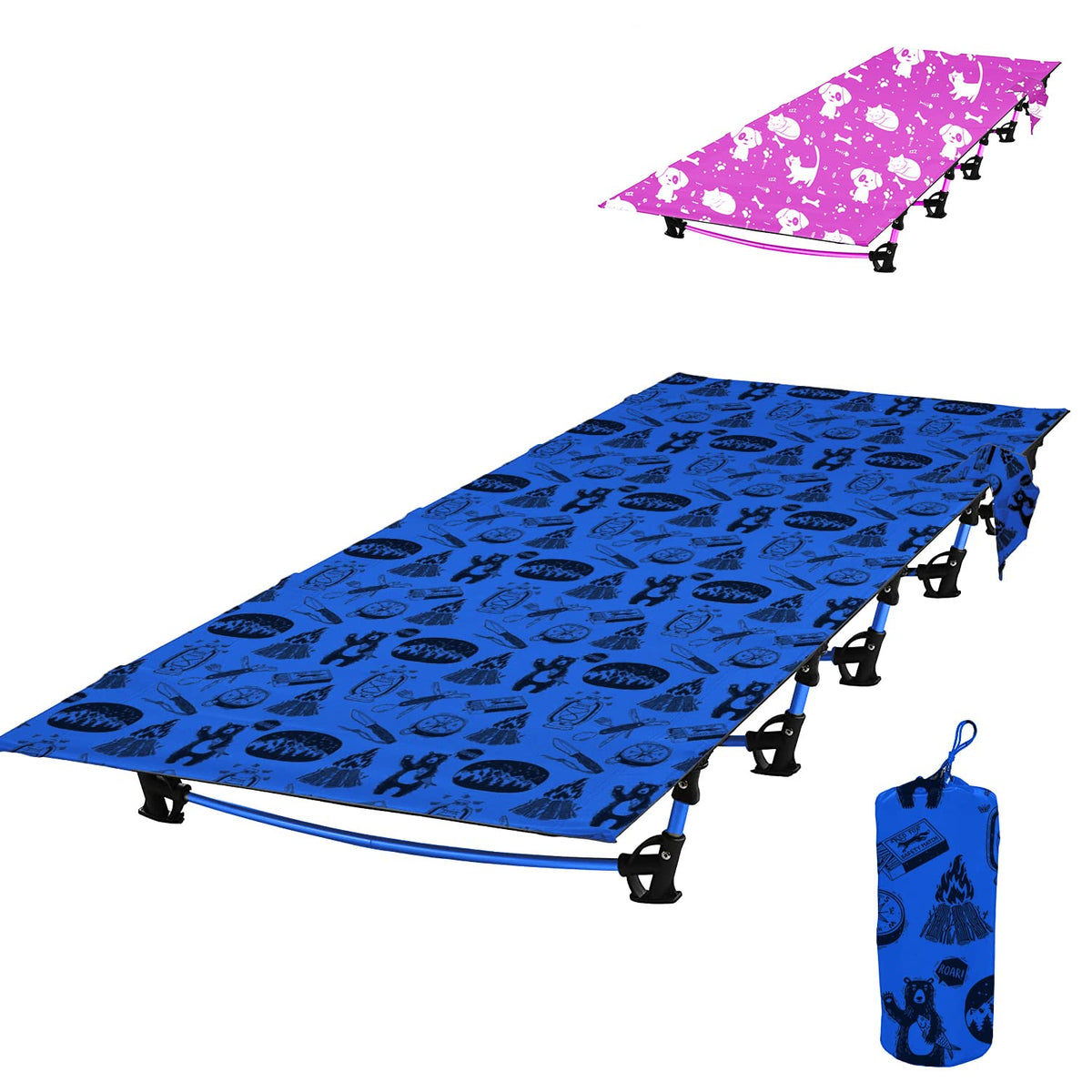 Blue Portable Folding Kids Camping Cot T9749