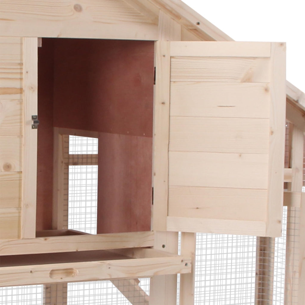 55" 2-Tier Wooden Rabbit Hutch with Ramp E82169