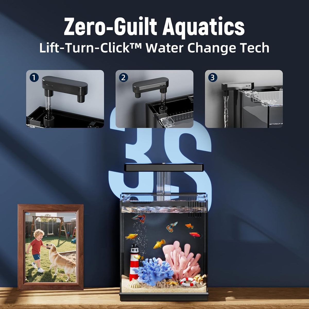 2 Gallon All-in-One Aquarium Kit with Filtration & LED Light C73300