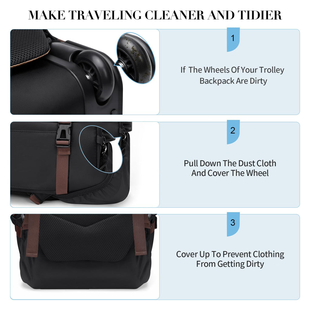 Black Rolling Laptop Backpack with Wheels S505161
