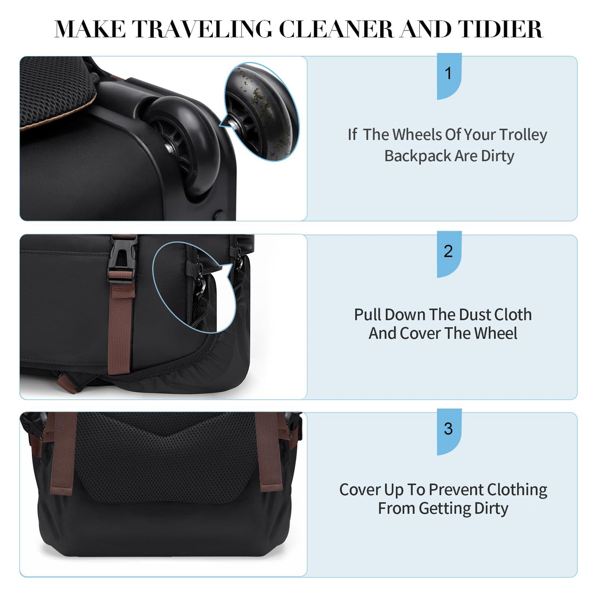 Black Rolling Laptop Backpack with Wheels S505161