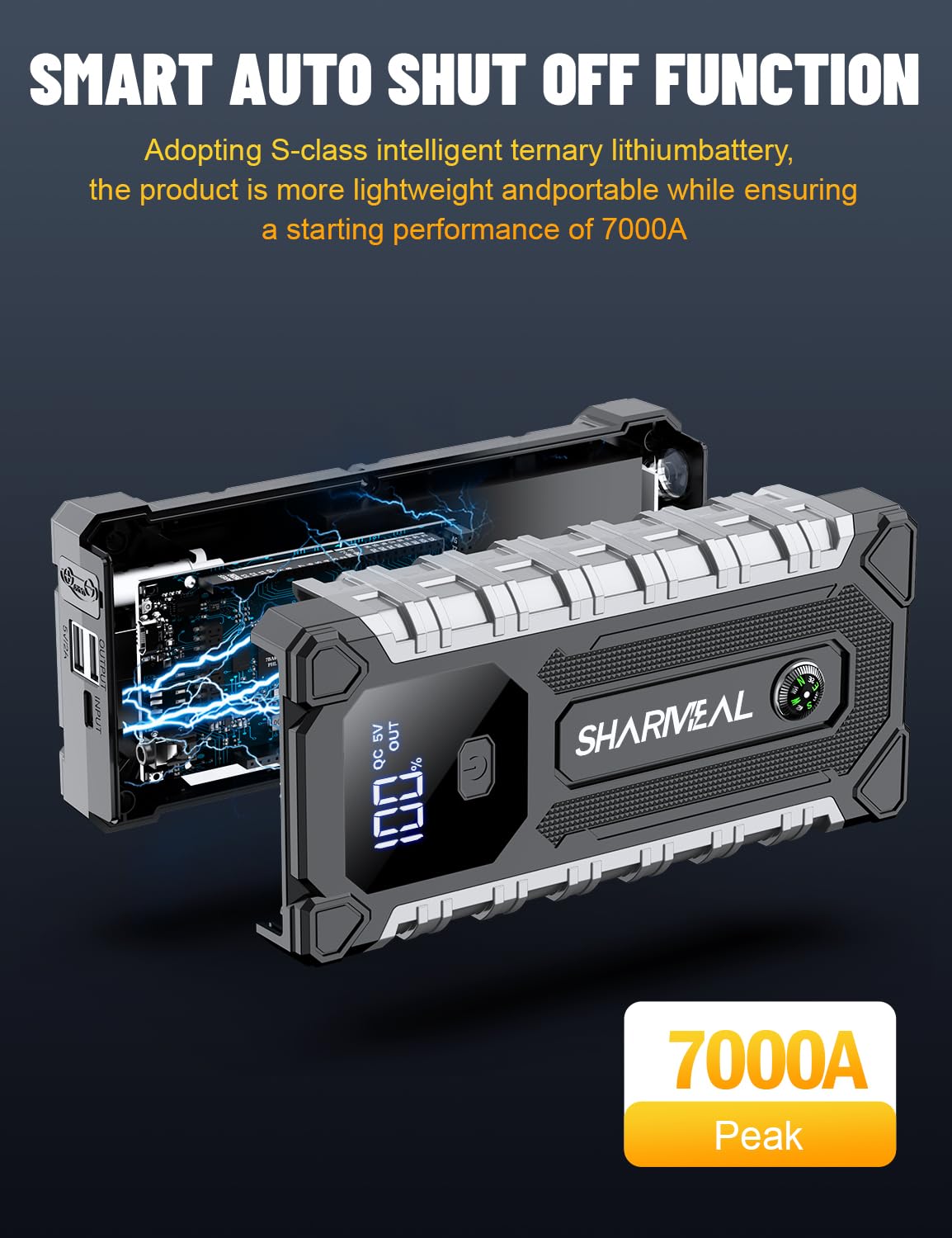 7000A 12V Portable Jump Starter with LED Light C184228