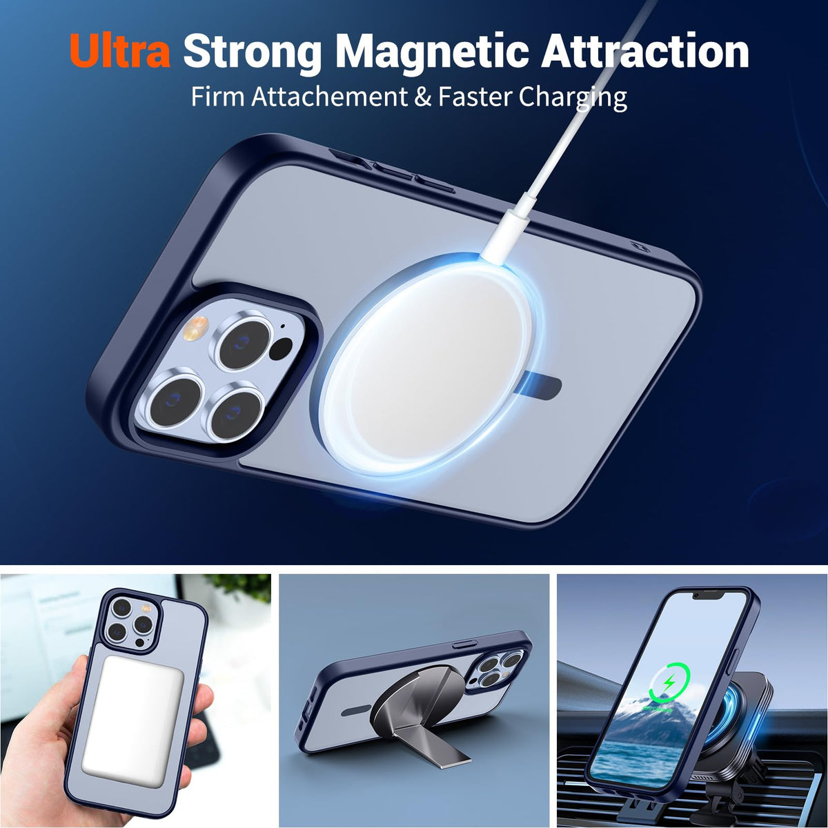 Magnetic iPhone 13 Pro Max Case Navy Blue Z17776