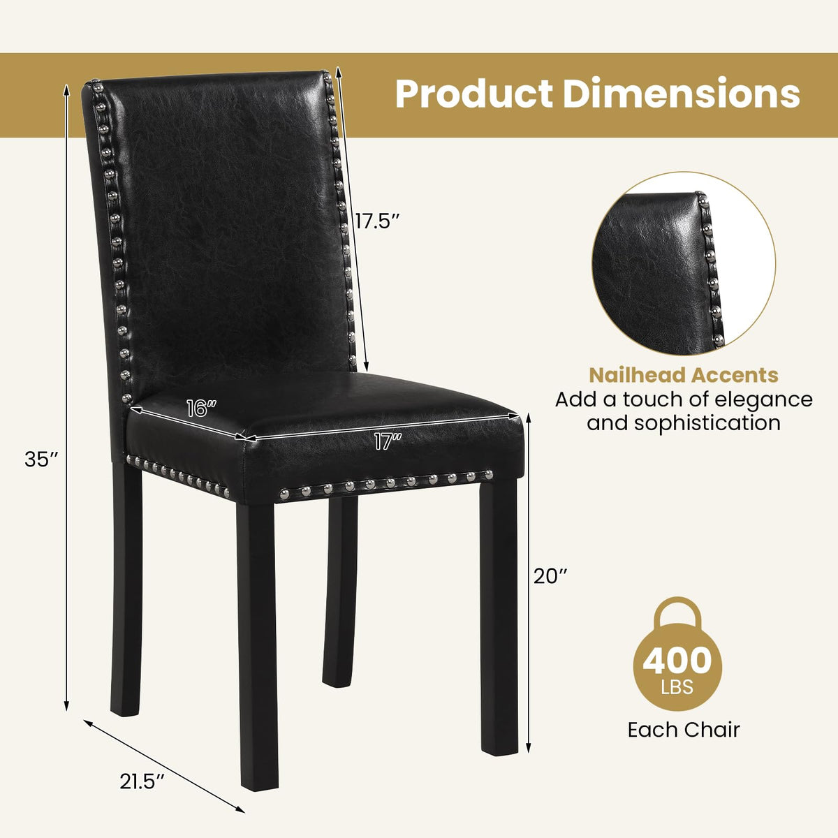 Faux Leather Upholstered Dining Chairs Set of 2 S712960
