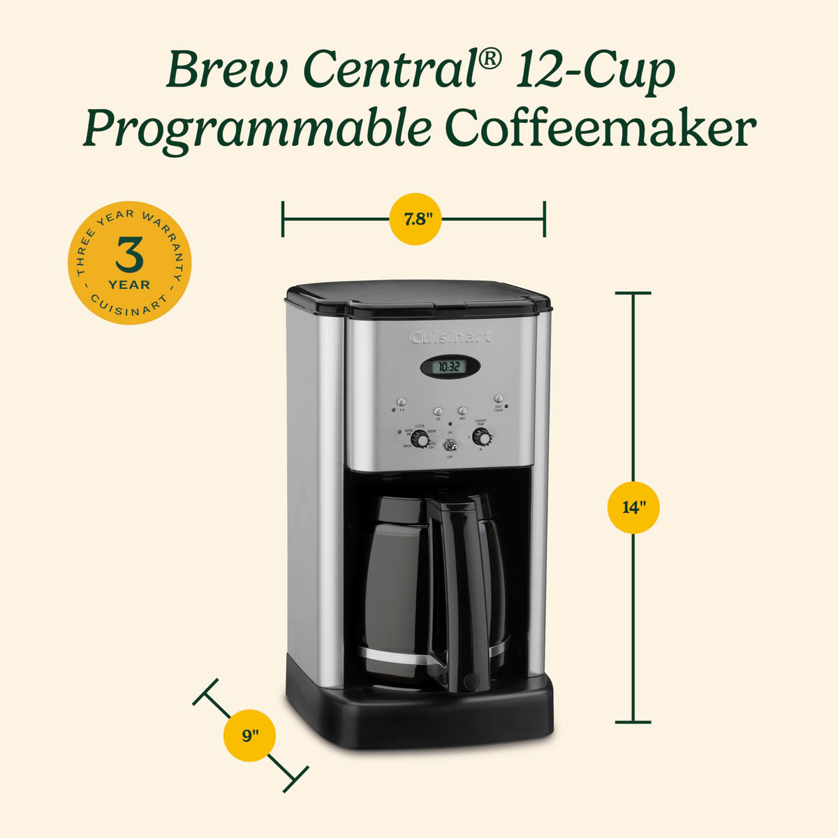 12 Cup Black Stainless Steel Coffee Maker X960548
