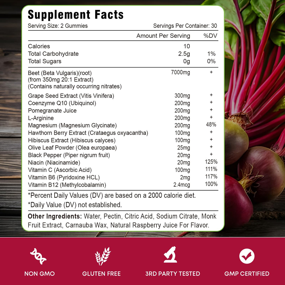 Beet Root Gummies with Coq 10, Grape Seed, Pomegranate, 60 Chews J620228