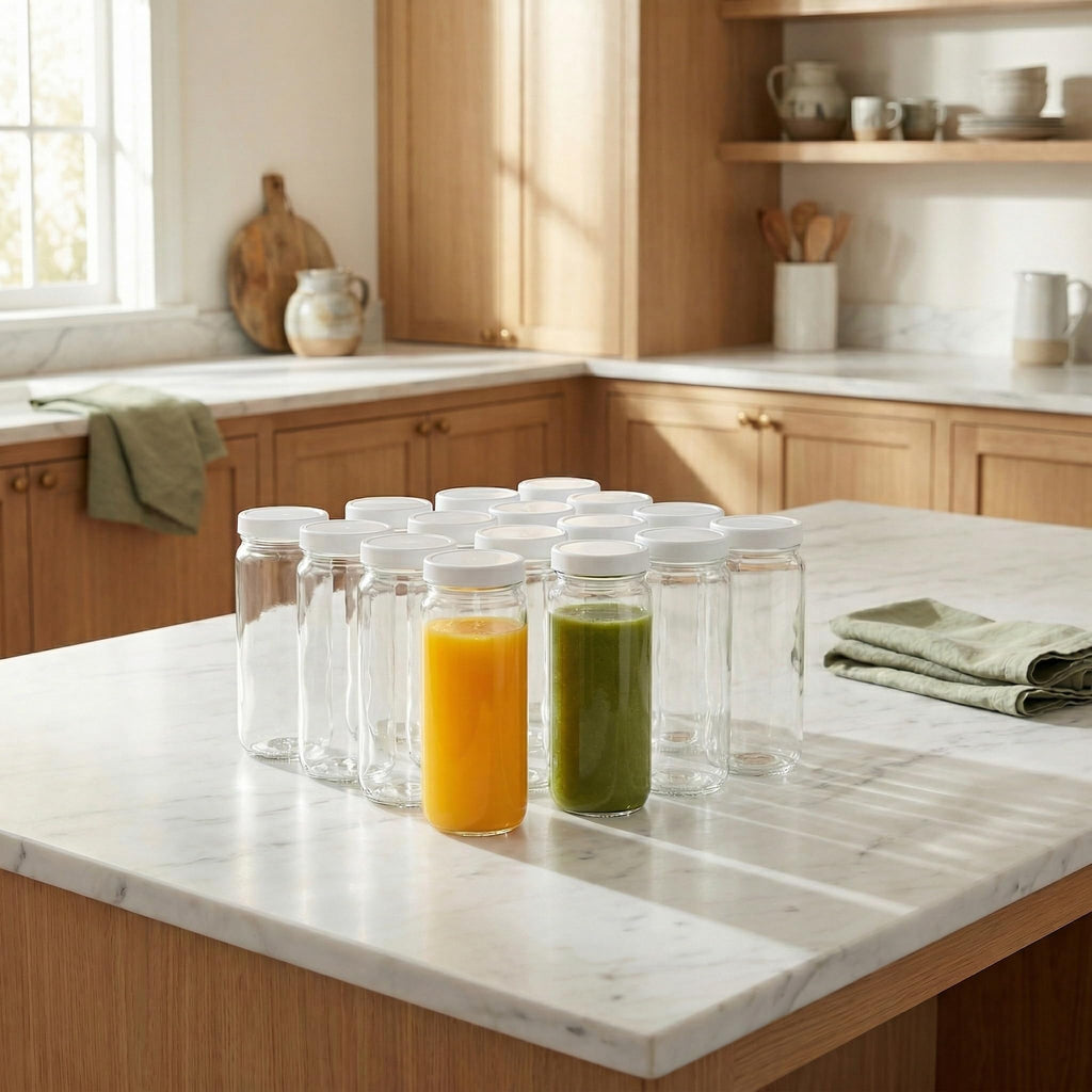 16 Pack 16oz Clear Glass Bottles with Airtight Lids N721