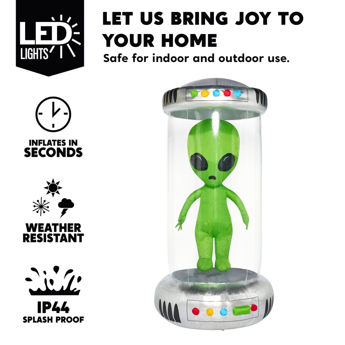 7 ft Tall Halloween Inflatable Alien Decoration with Animated LEDs B5540