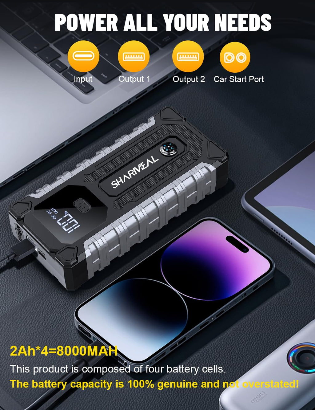 7000A 12V Portable Jump Starter with LED Light C184228