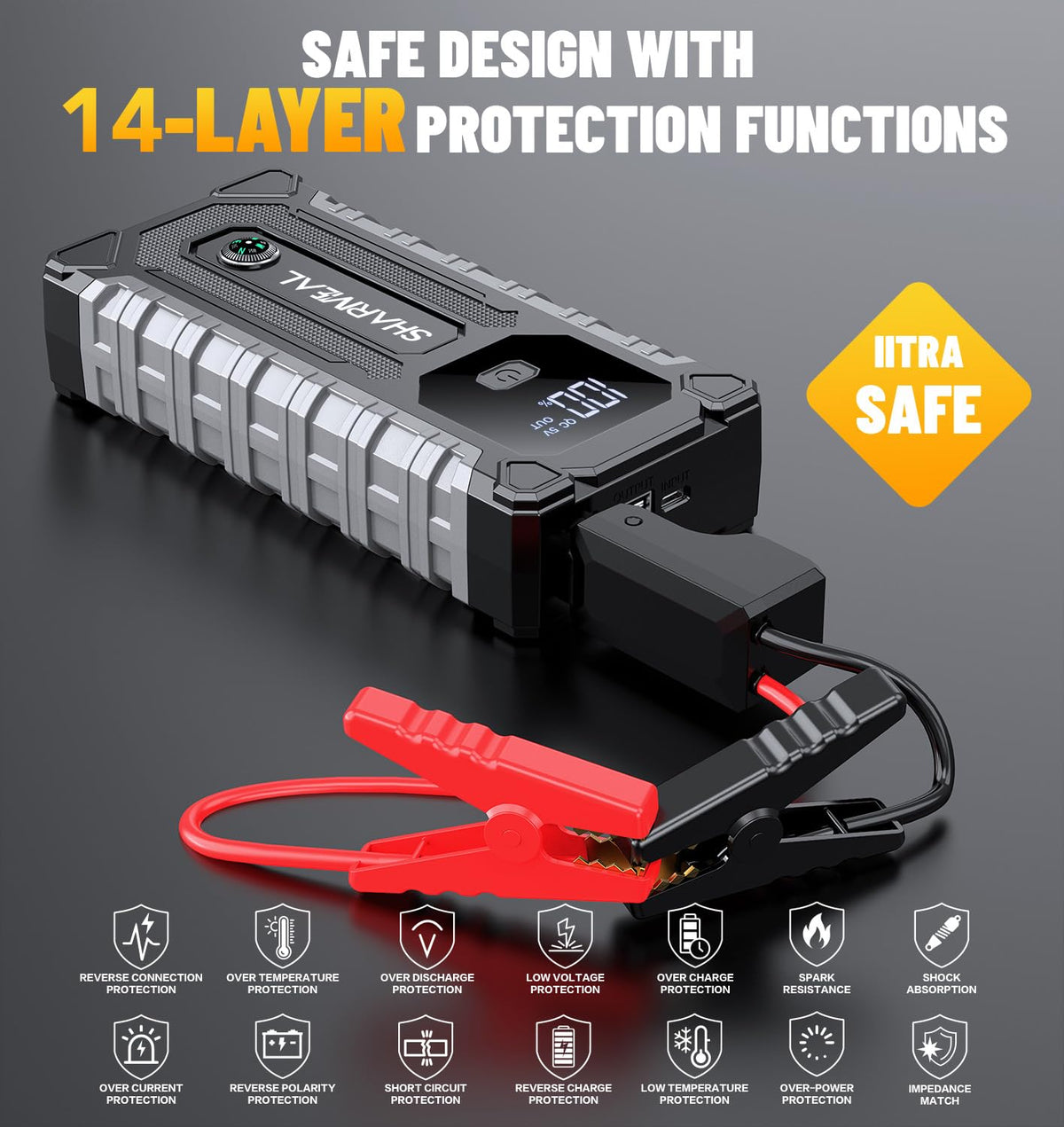 7000A 12V Portable Jump Starter with LED Light C184228