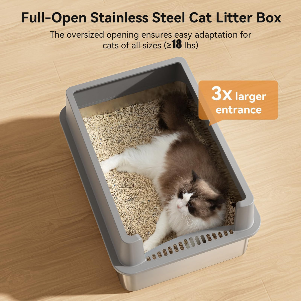 2 Pack 28" Extra Large Stainless Steel Cat Litter Boxes with Lid R65662