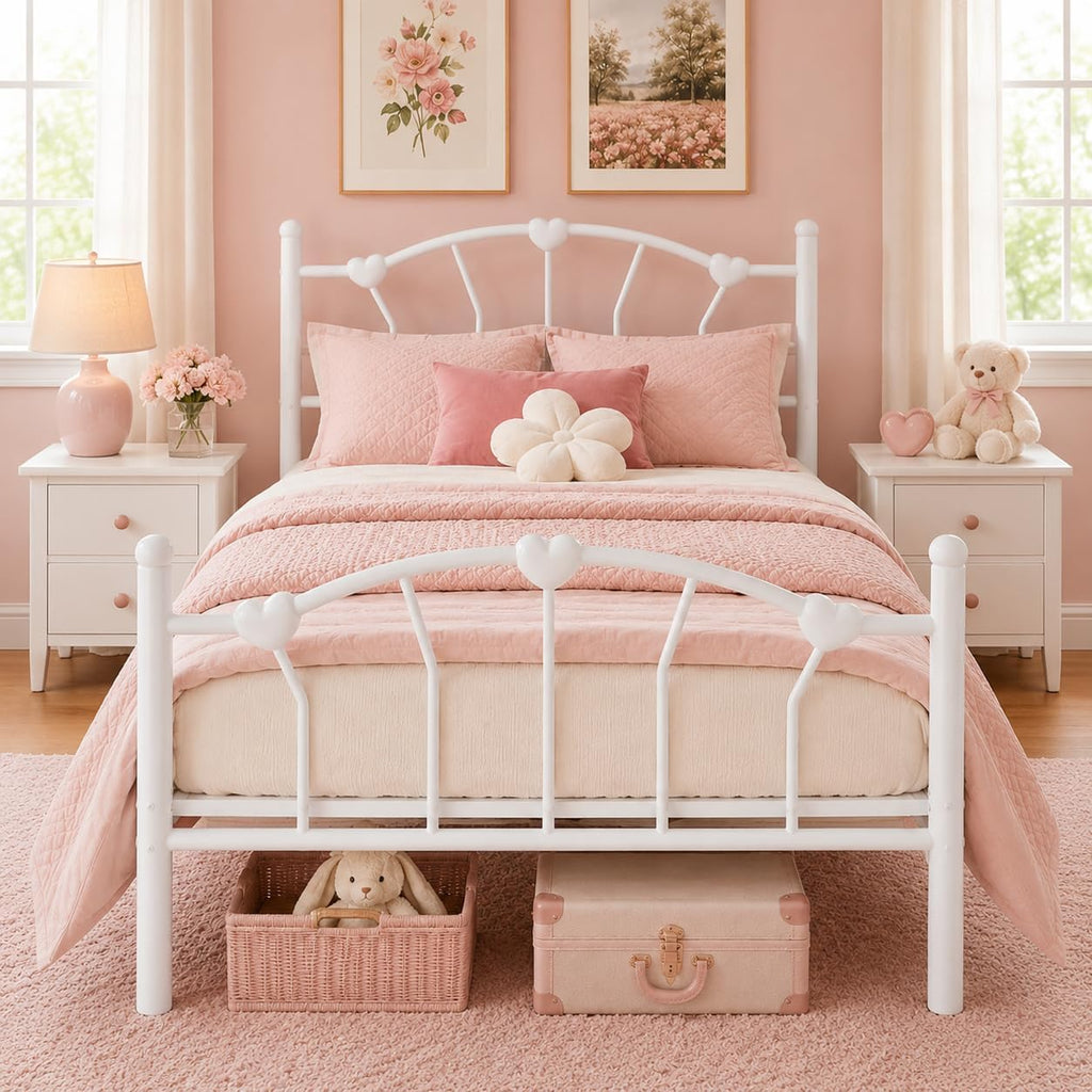 White Twin Metal Bed Frame G7481