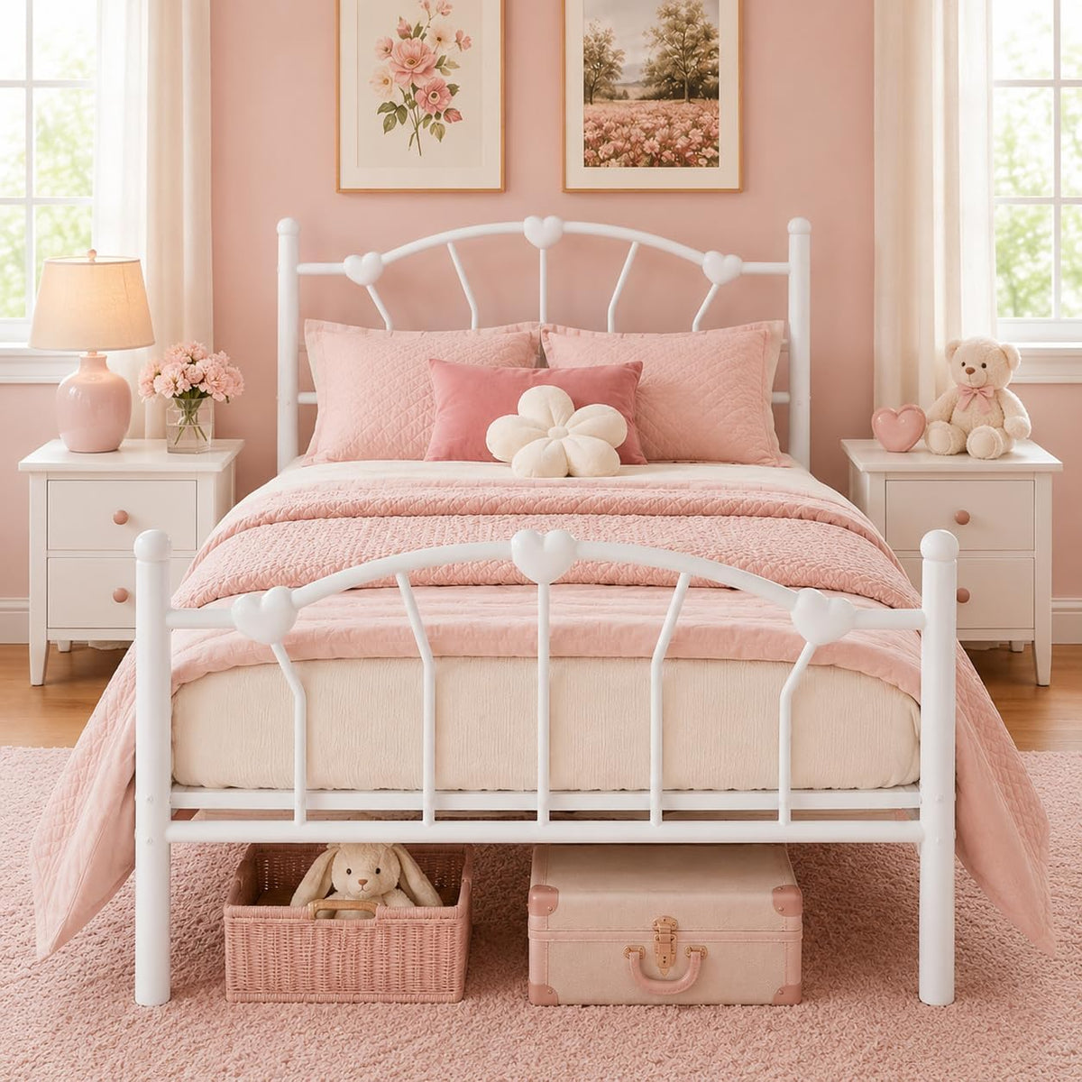 White Twin Metal Bed Frame G7481