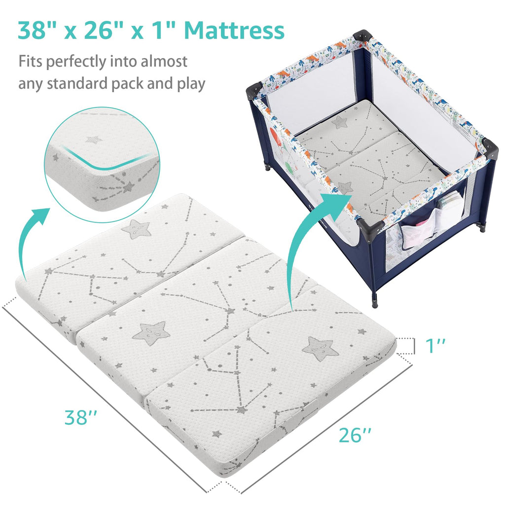 Organic Cotton Trifold Pack and Play Mattress Pad D914693