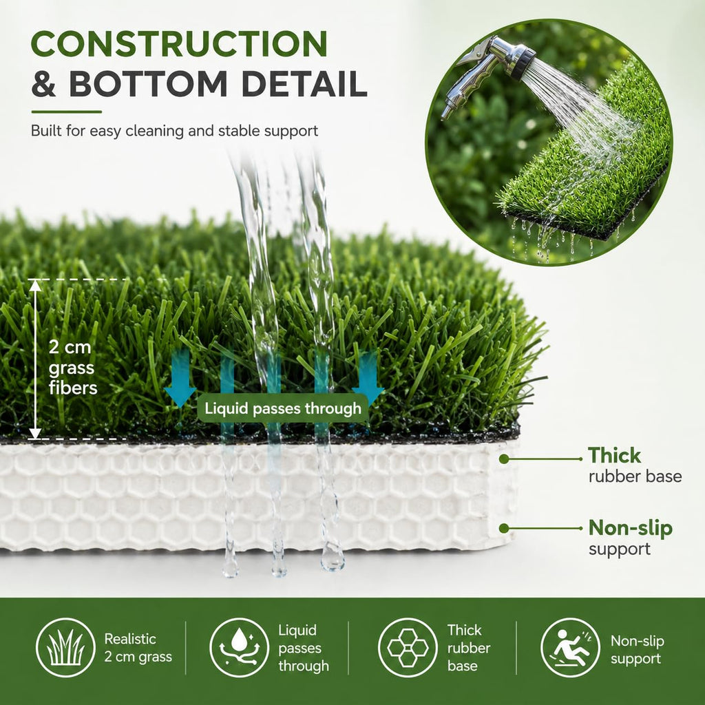 Artificial Grass Dog Potty Pad 24 x 36 in Non-Slip Washable Y683071
