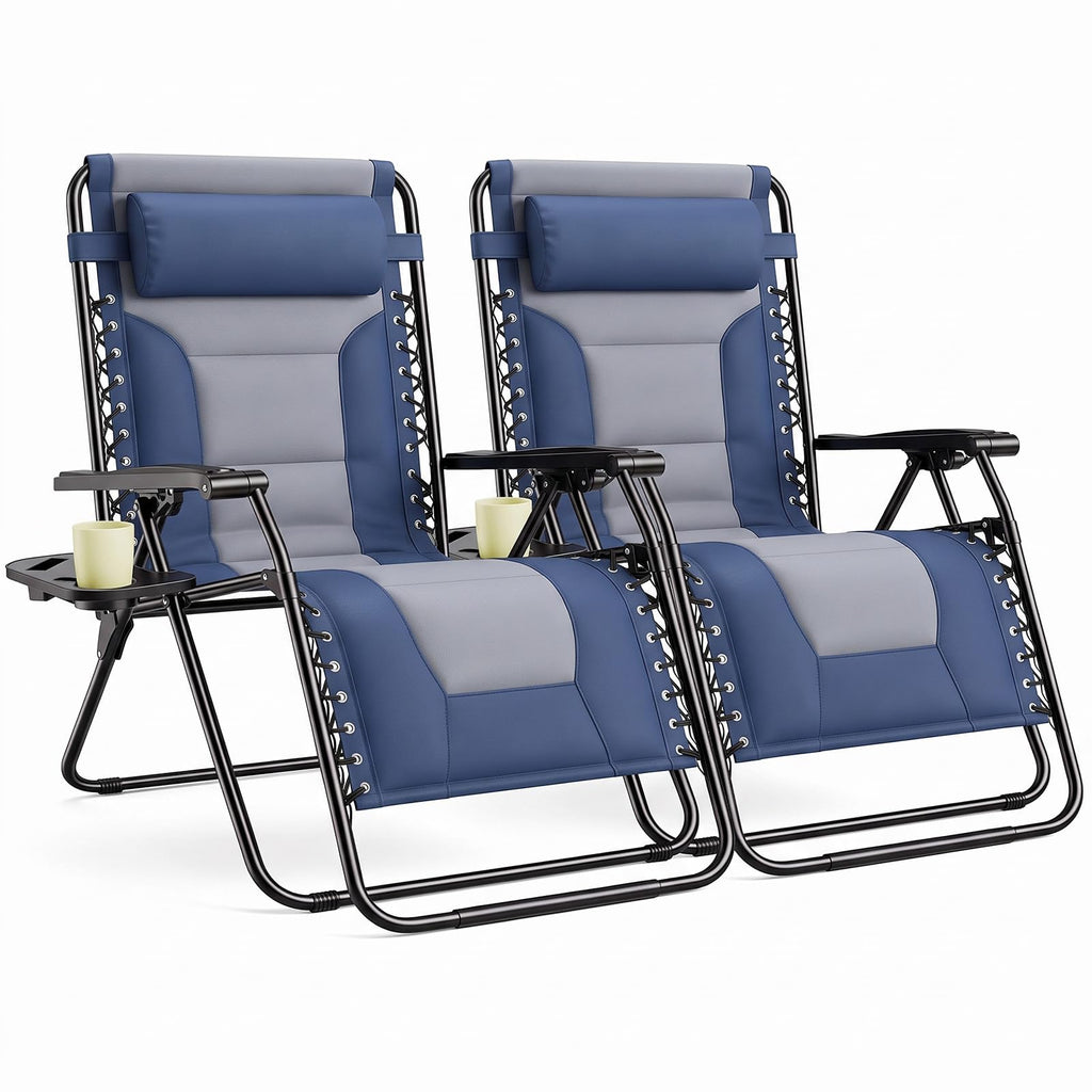 Oversized Padded Zero Gravity Lounge Chairs Set of 2 W30222