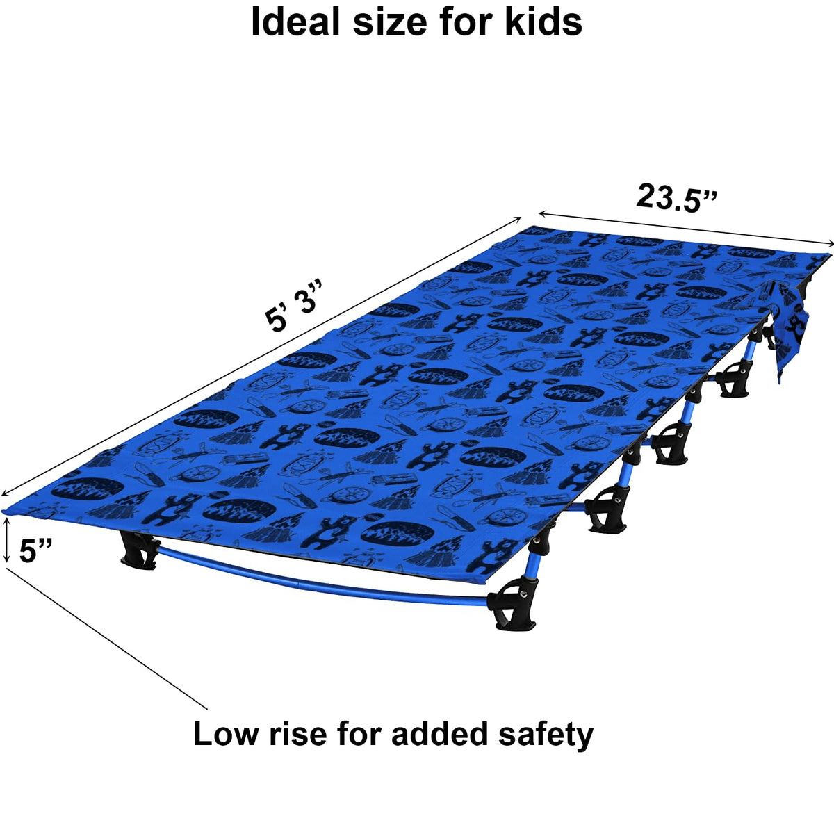 Blue Portable Folding Kids Camping Cot T9749