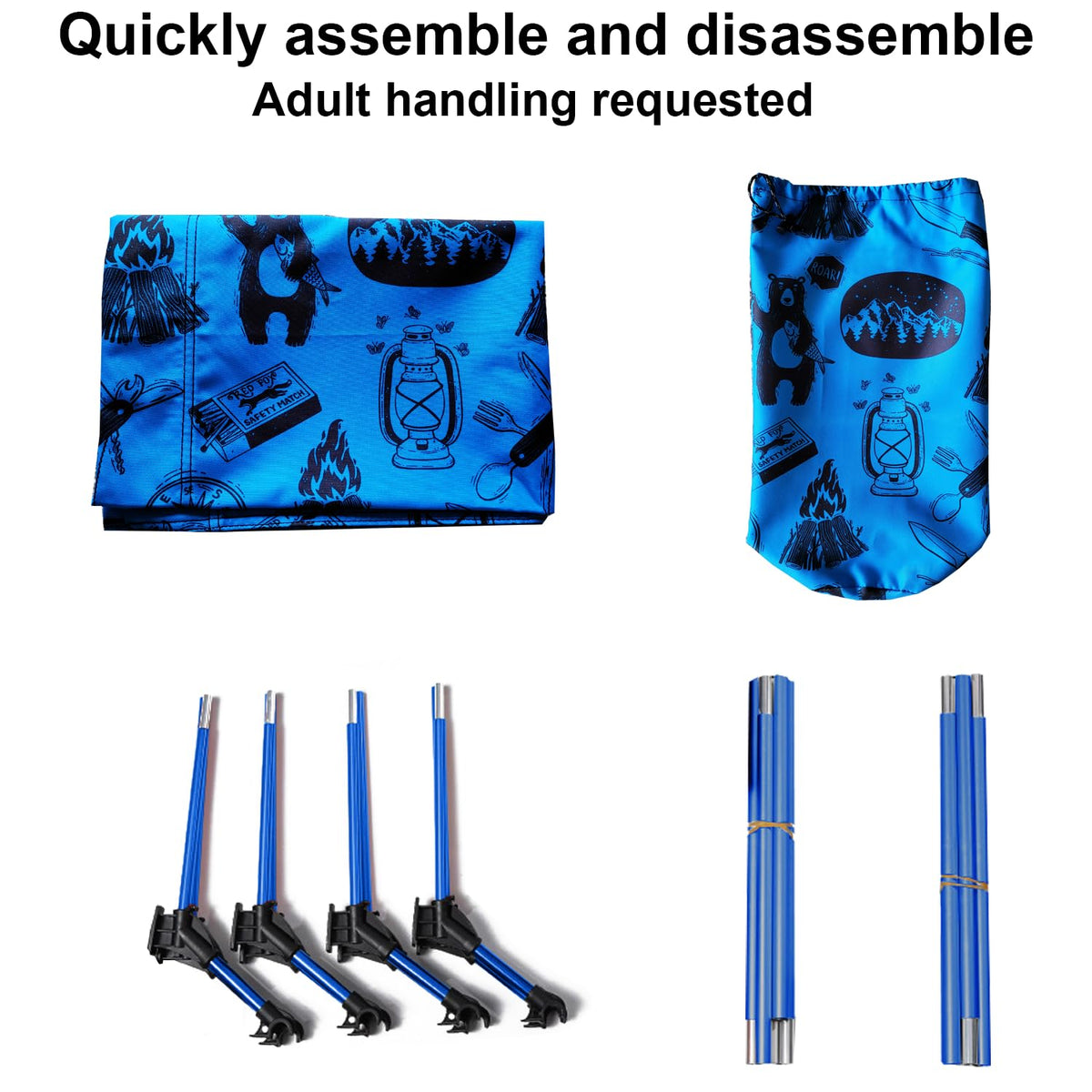 Blue Portable Folding Kids Camping Cot T9749