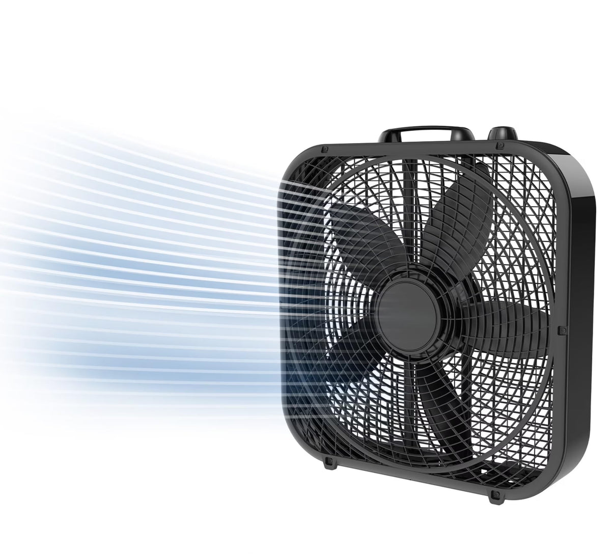 20-Inch Classic Box Fan, Three-Speed, Quiet, Tabletop with Carrying Handle, White D7854