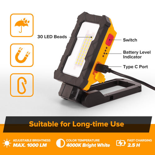 1000 Lumens LED Rechargeable Magnetic Work Light U824909