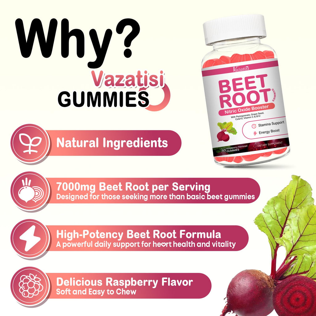 Beet Root Gummies with Coq 10, Grape Seed, Pomegranate, 60 Chews J620228
