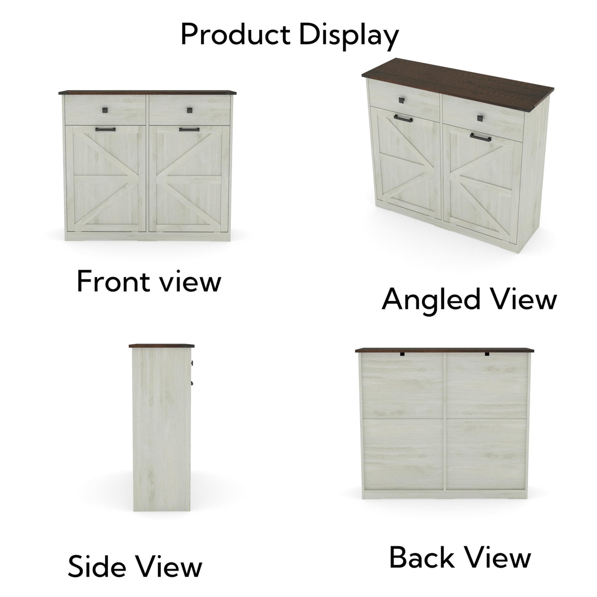 Double Tilt Out Trash Cabinet, Fits 2 10 Gallon Bins, Antique White Z6698