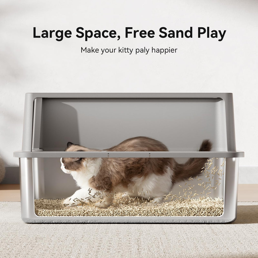 2 Pack 28" Extra Large Stainless Steel Cat Litter Boxes with Lid R65662