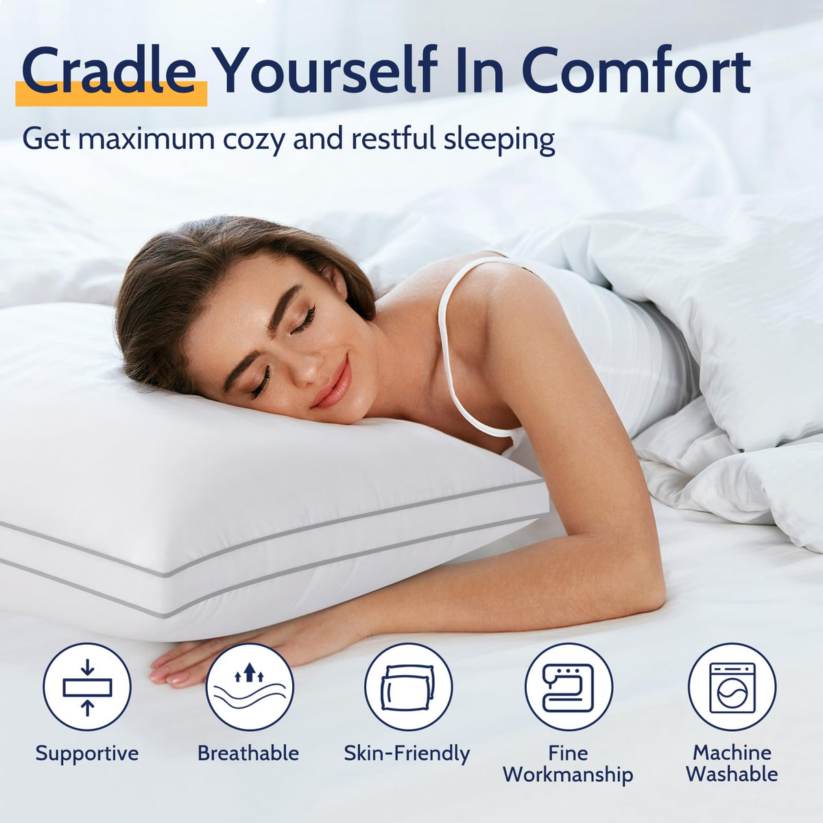 King Size Set of 2 Down Alternative Bed Pillows R512