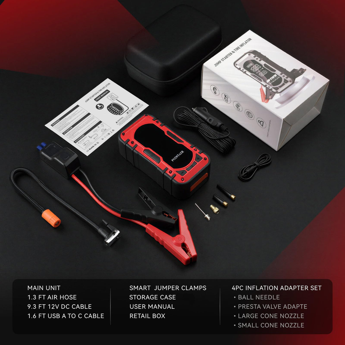 12V Portable Car Jump Starter with Air Compressor G73023