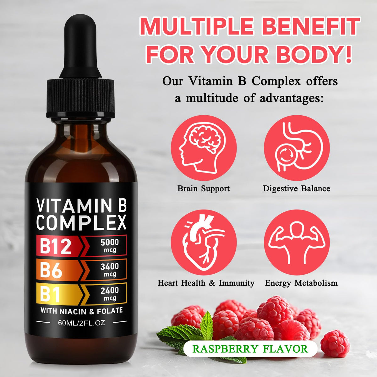 Vitamin B12 Complex Drops 5000mcg 2 Packs R9485