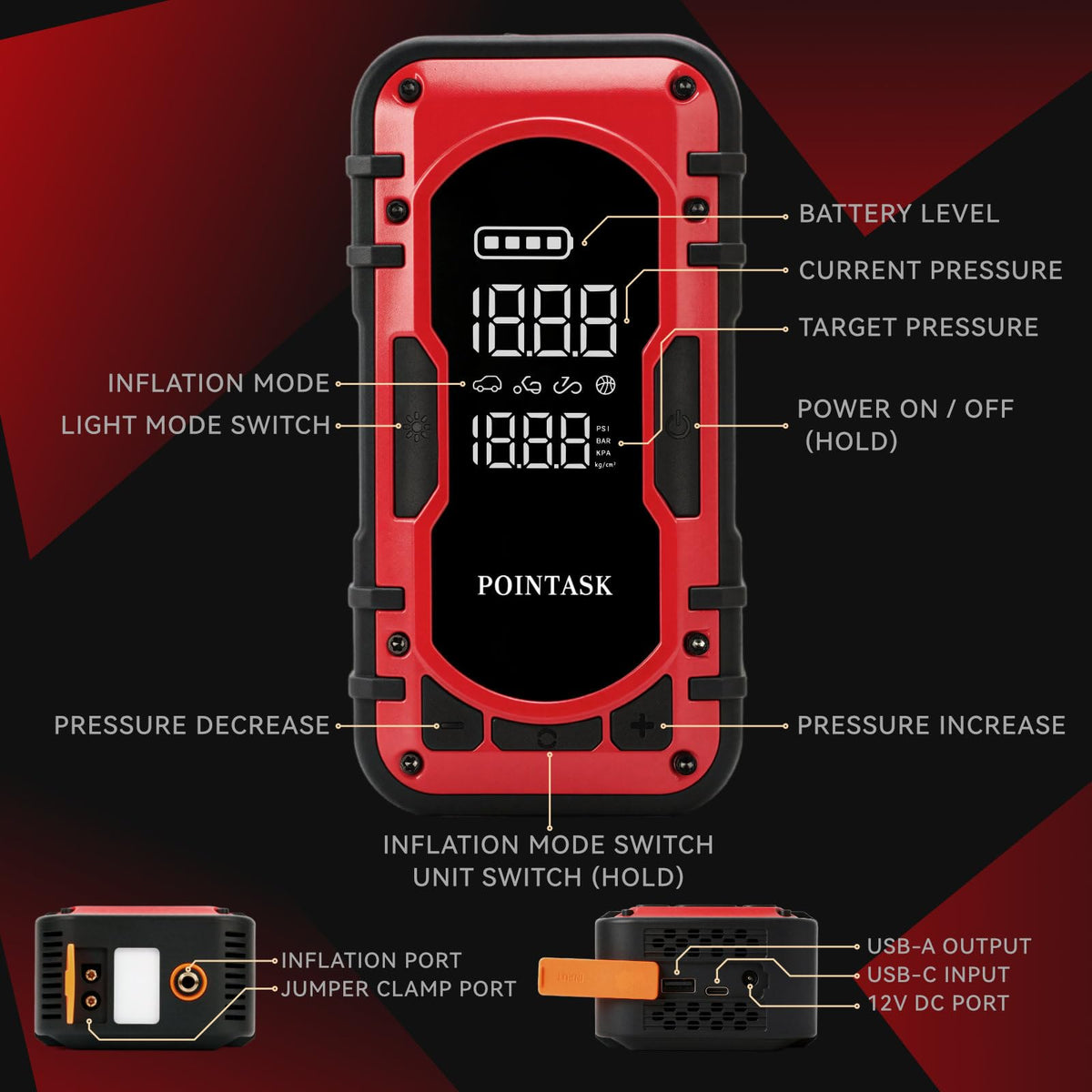 12V Portable Car Jump Starter with Air Compressor G73023