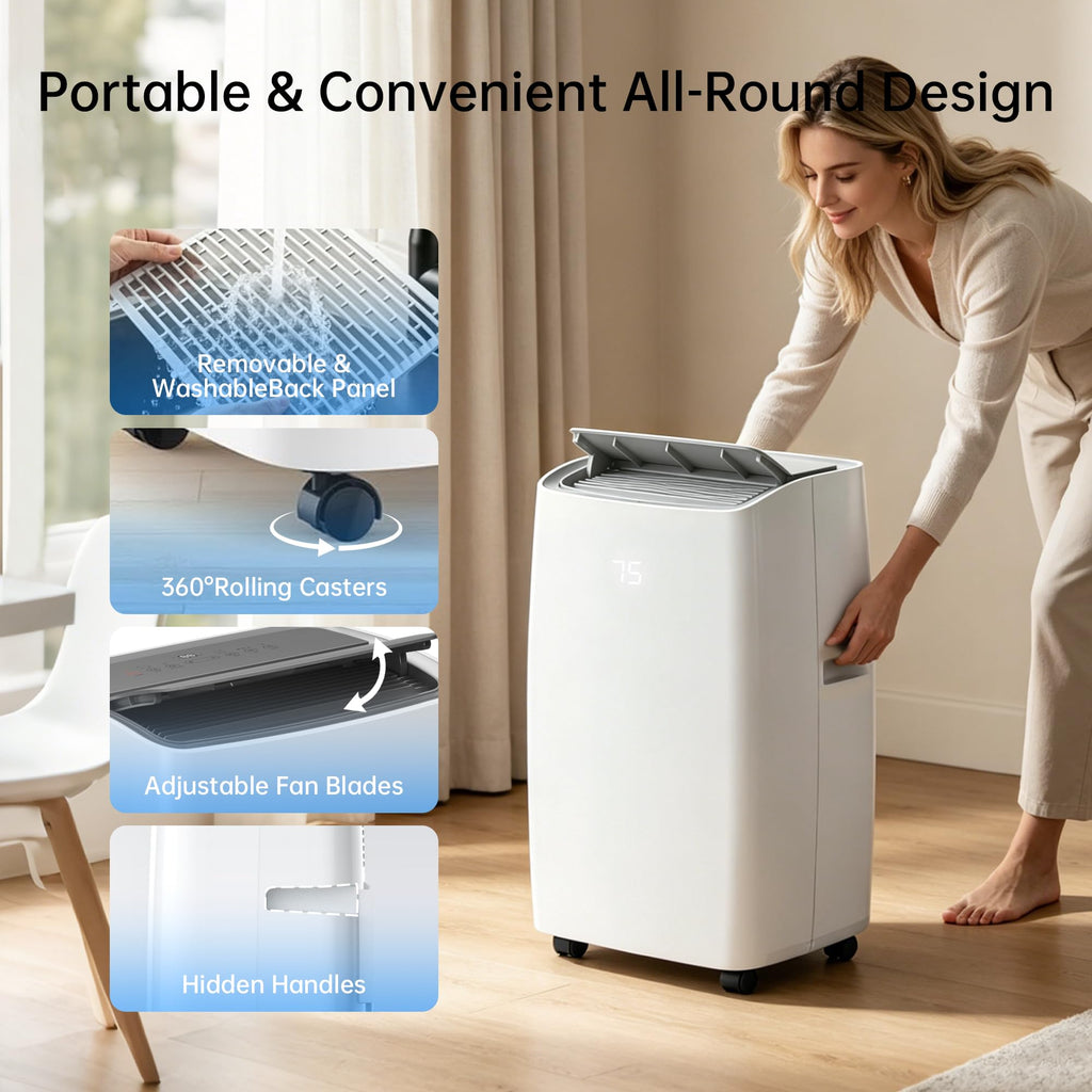 14000 BTU 5-in-1 Portable Air Conditioner with Remote Control and Window Kit Q6064