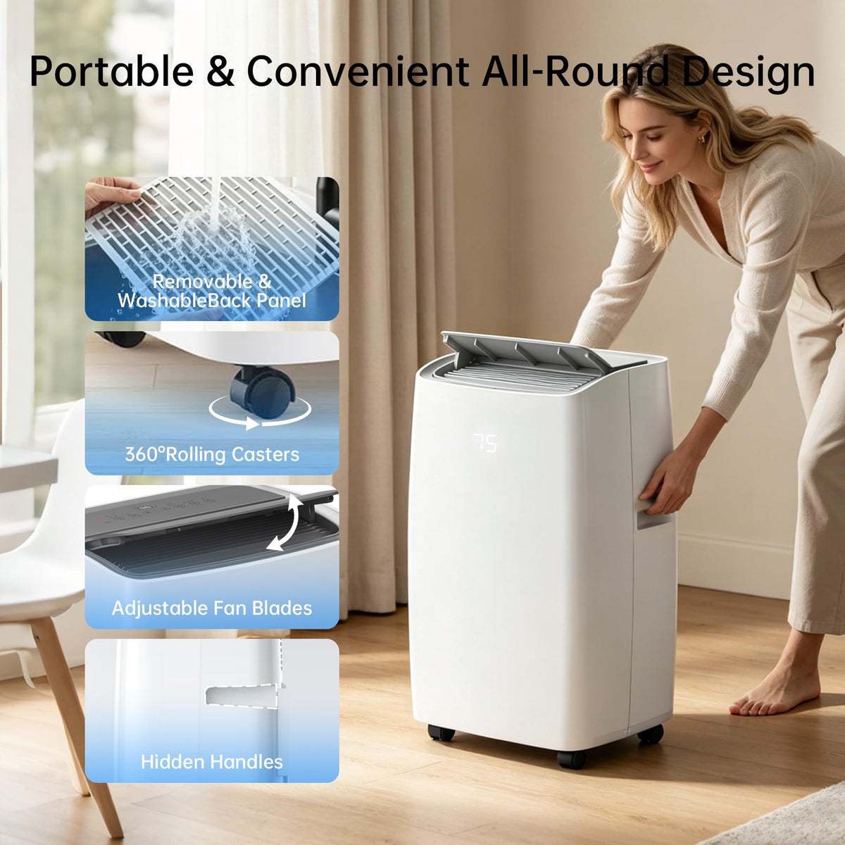 14000 BTU 5-in-1 Portable Air Conditioner with Remote Control and Window Kit Q6064