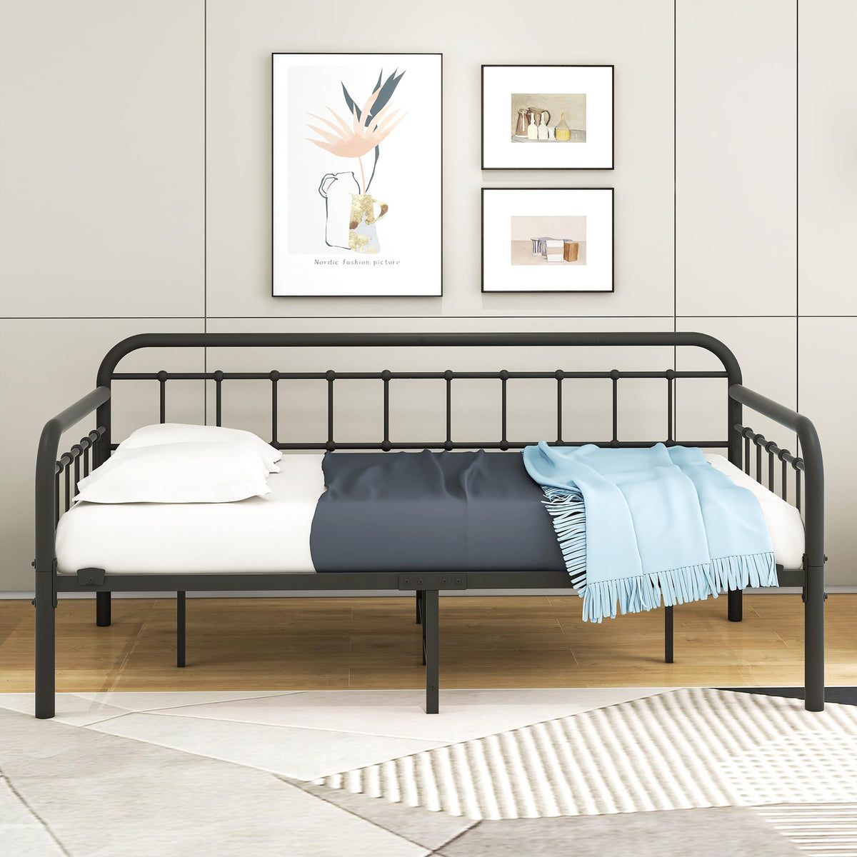 Metal Daybed Frame Twin Day Bed Black A1415