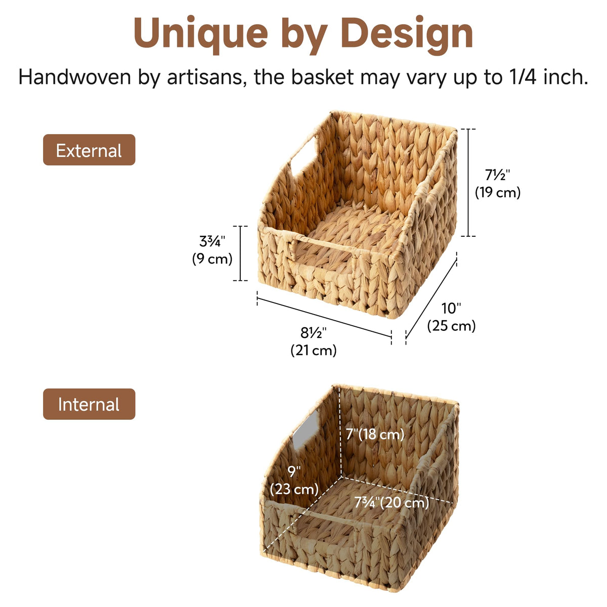 Wicker Storage Baskets with Built-in Handles, 2 Pack R224807