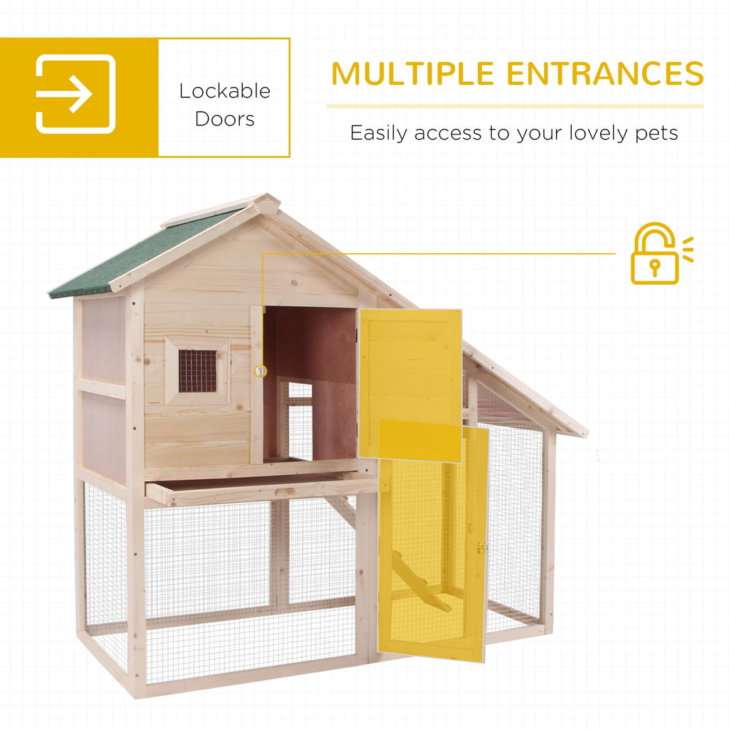 55" 2-Tier Wooden Rabbit Hutch with Ramp E82169