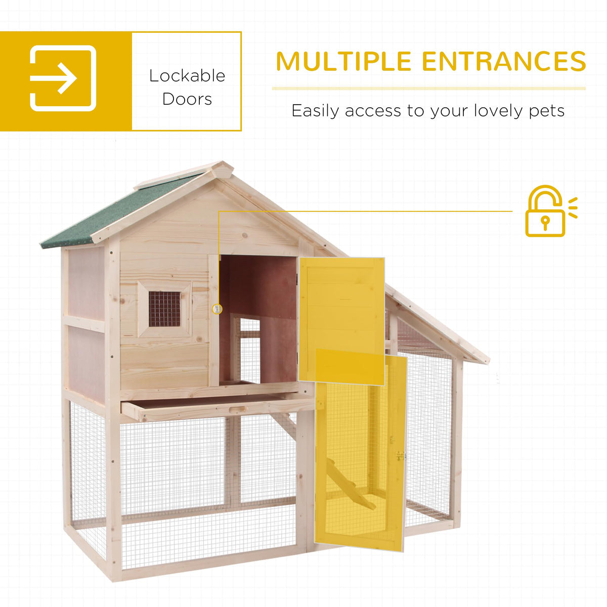 55" 2-Tier Wooden Rabbit Hutch with Ramp E82169