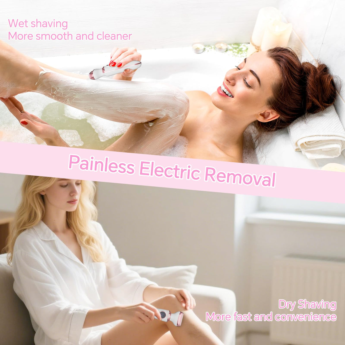 Electric Razor for Women, 4-in-1 Bikini Trimmer & Body Shaver, Rechargeable Wet/Dry Y3750