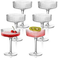 Ribbed Coupe Glasses Set of 6, 9 oz Crystal Cocktail Glassware S382