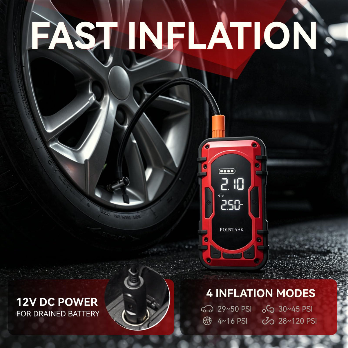 12V Portable Car Jump Starter with Air Compressor G73023