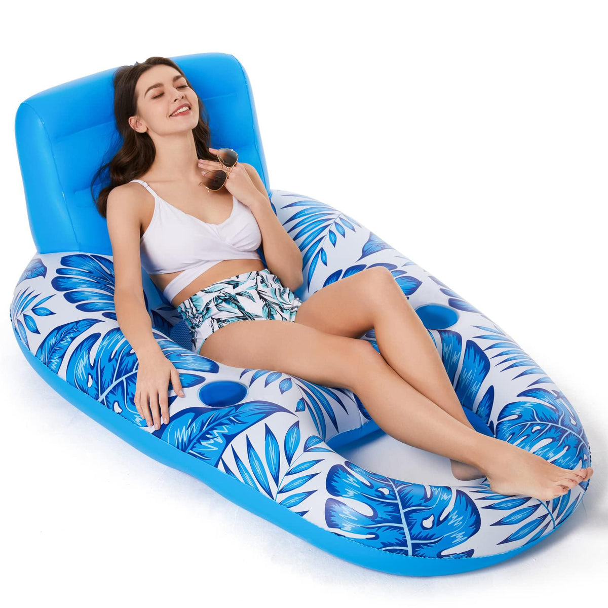 Inflatable Pool Float Lounger with Cup Holders Y951163