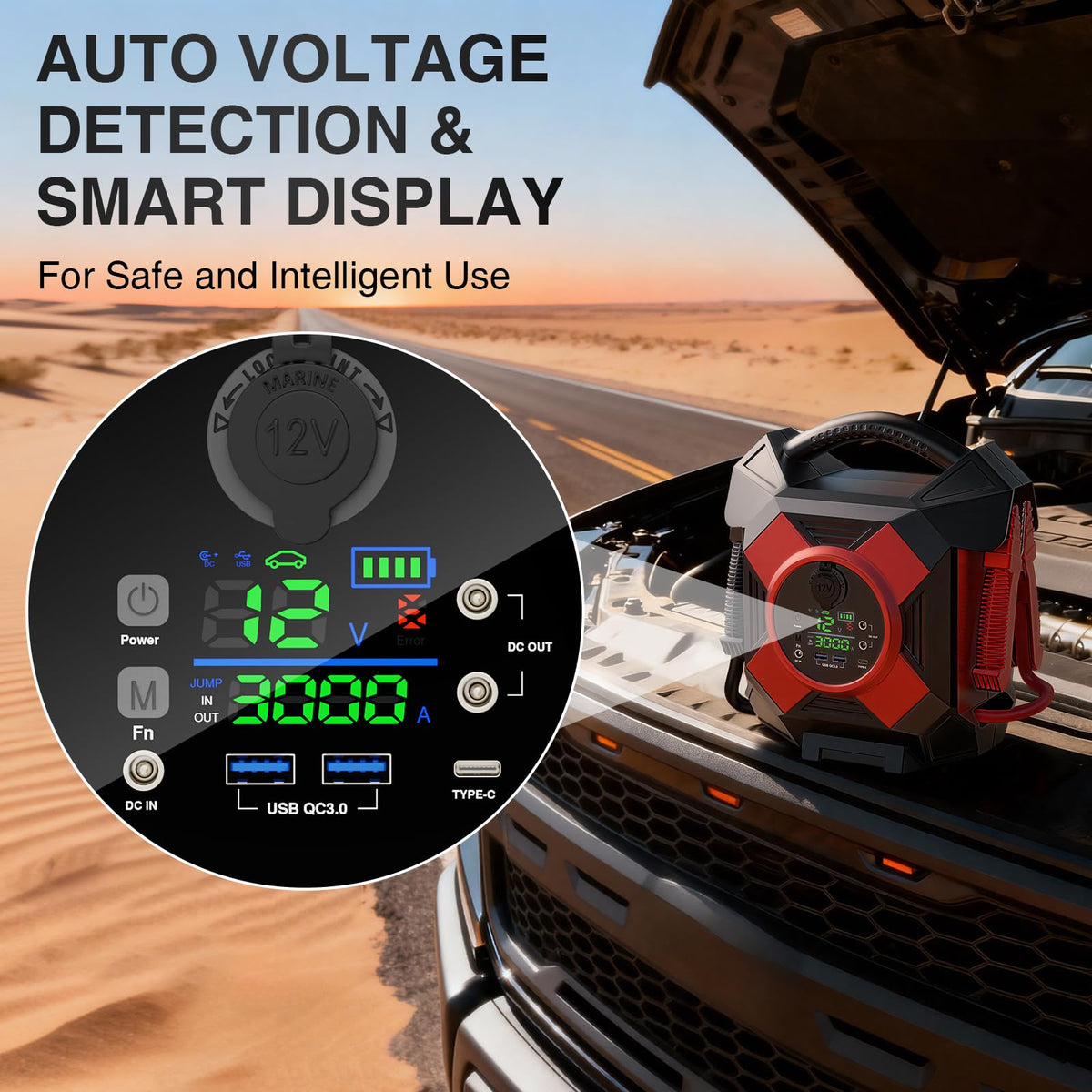 Heavy Duty Truck Jump Starter 30000A Peak 12V Lithium Battery Booster Pack M446014