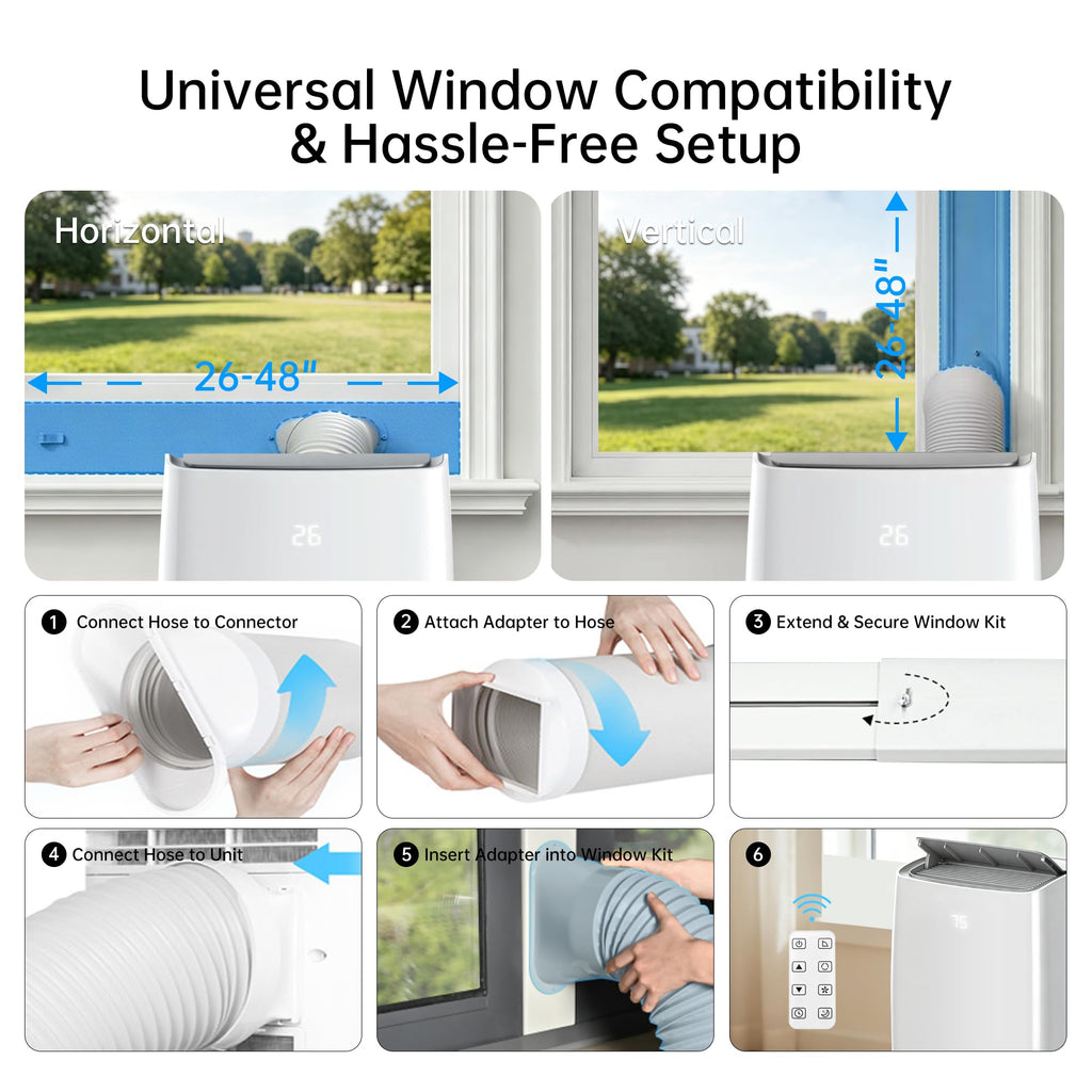 14000 BTU 5-in-1 Portable Air Conditioner with Remote Control and Window Kit Q6064