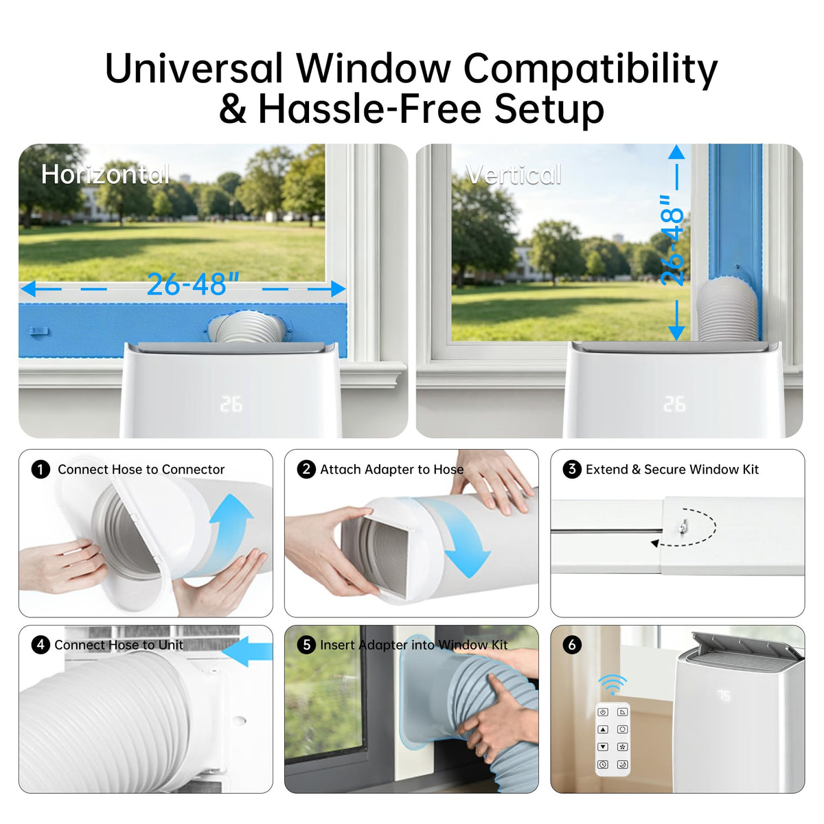 14000 BTU 5-in-1 Portable Air Conditioner with Remote Control and Window Kit Q6064